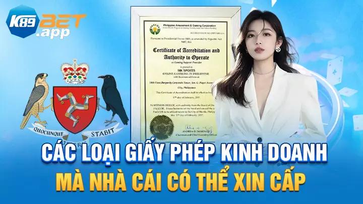 Các loại giấy phép kinh doanh mà nhà cái có thể xin cấp