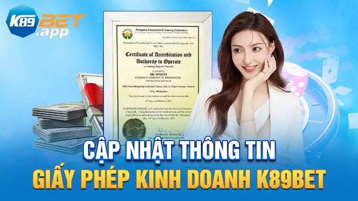Cập nhật thông tin về giấy phép kinh doanh K89Bet